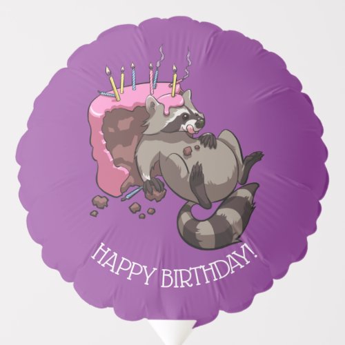 Happy Birthday Greedy Raccoon Cake Cartoon Balloon