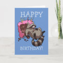 Happy Birthday! Greedy Raccoon Eating Cake Cartoon