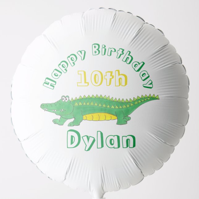 Happy Birthday Green Alligator Crocodile Gator Balloon (Front)