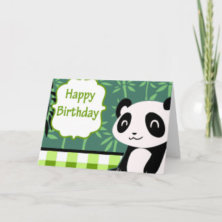 Happy Birthday Green Bamboo Panda Card
