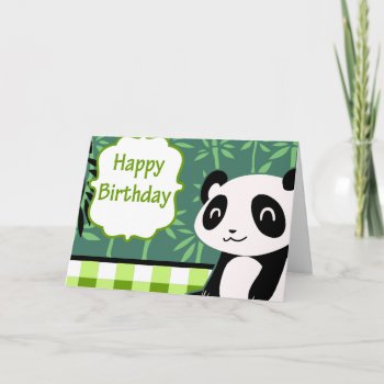 Happy Birthday Green Bamboo Panda Card by saradaboru at Zazzle