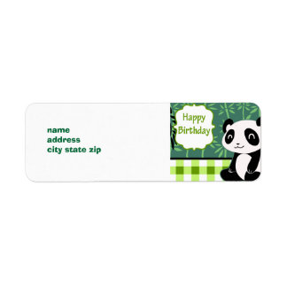 Happy Birthday Green Bamboo Panda Label