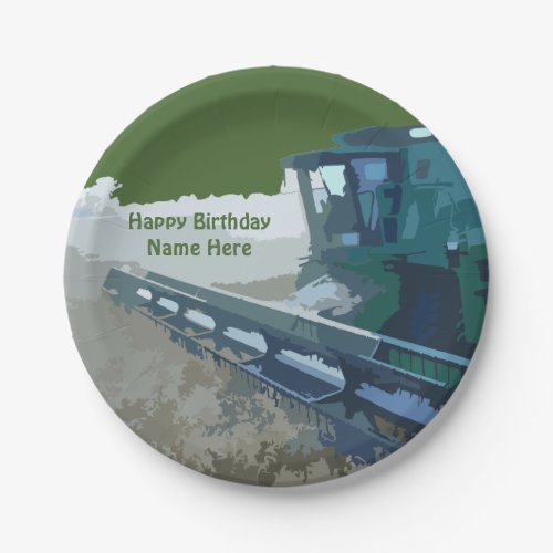 Happy Birthday Green Combine Plates