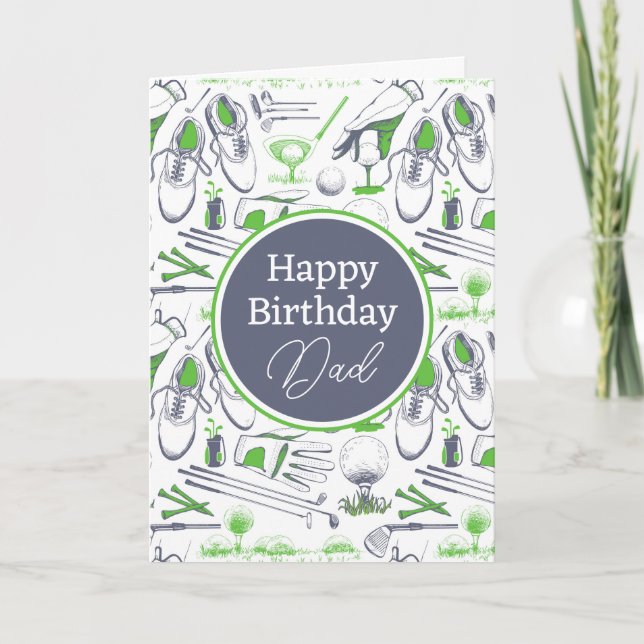 Happy Birthday | Green Golf Icons Card (Front)