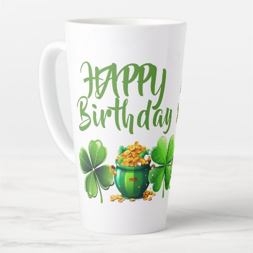 Happy Birthday Green Lucky Irish Age Coffee Latte Mug