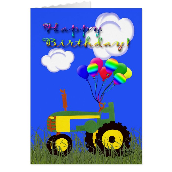 Happy Birthday Green Tractor Card