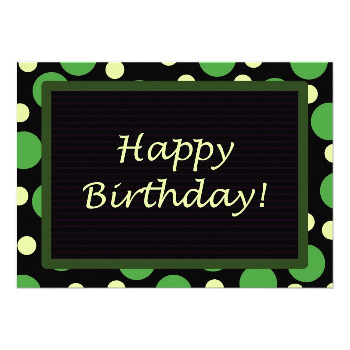 Happy Birthday Green Yellow Dots Invites