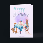Happy birthday greeting card<br><div class="desc">Send a slice of joy with this adorable greeting card featuring playful puppies and delicious birthday cake!</div>
