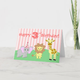 Happy Birthday Greeting Card - Baby Animals