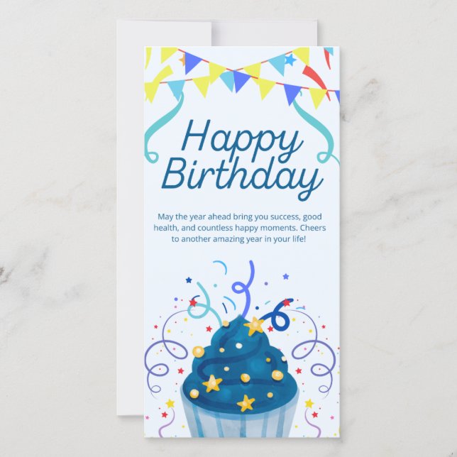 Happy Birthday Greeting Card – Festive Celebration (Front)