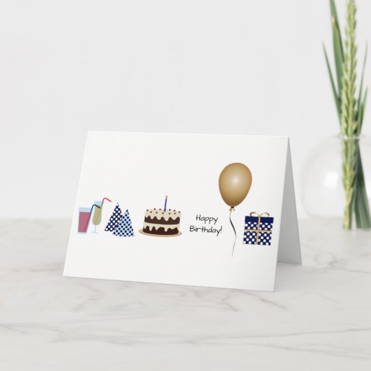 Happy Birthday Greeting Card - In Navy Blue 