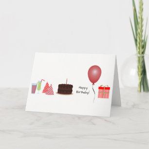 Happy Birthday Greeting Card - in red