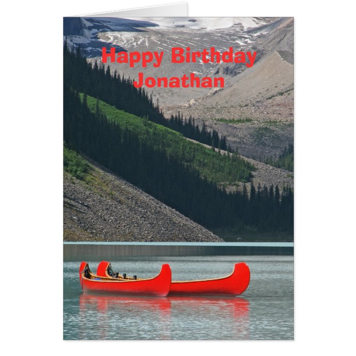 Happy Birthday Greeting Card, Mountain Canoes