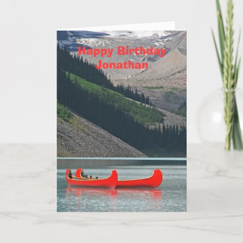 Happy Birthday Greeting Card Mountain Canoes Card