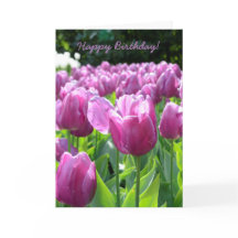 Happy Birthday Greeting Card Purple Tulips