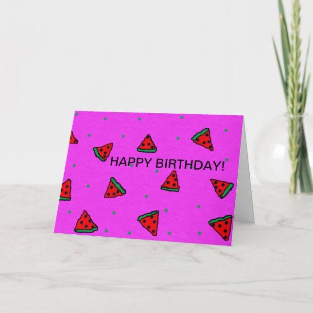 happy birthday greeting card watermelon design (Front)