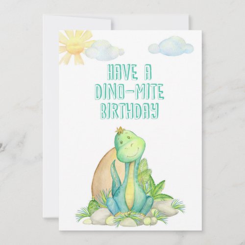 Happy Birthday Greeting Card with Dino for Kids