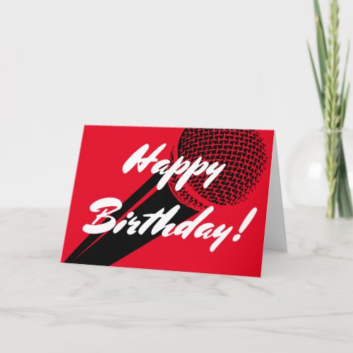Happy Birthday greeting card with microphone image