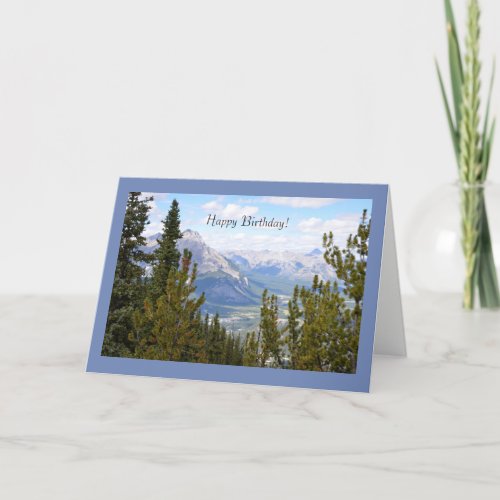 Happy Birthday Greeting Card with Mountains