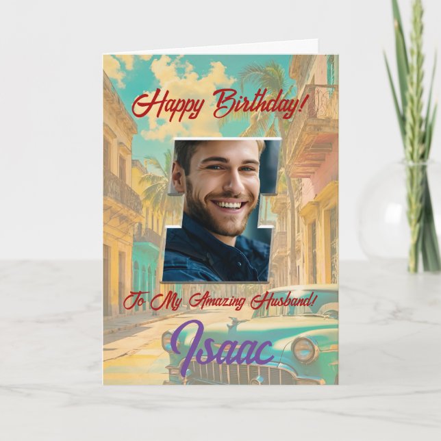 Happy Birthday Greeting Card with Photo (Front)