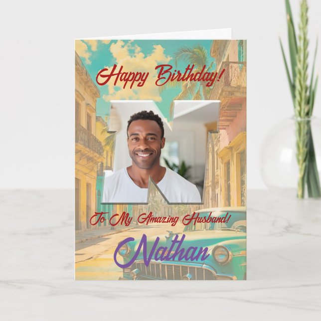 Happy Birthday Greeting Card with Photo (Front)