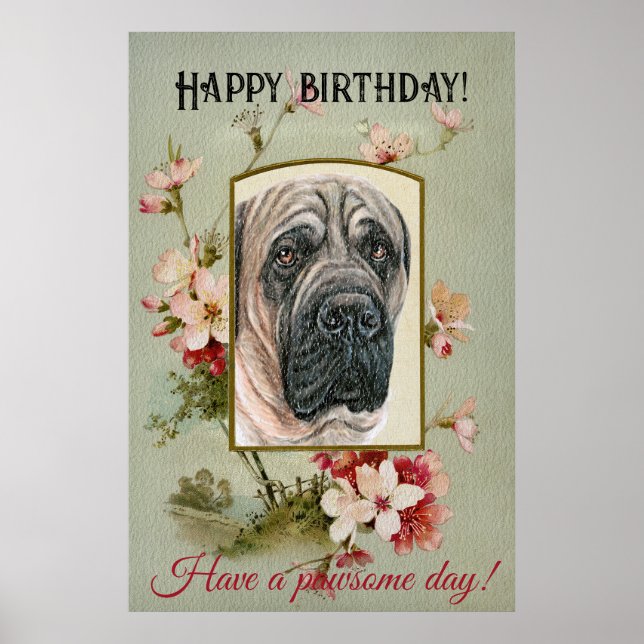Happy Birthday Greetings English mastiff Poster (Front)