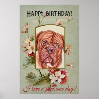 Happy Birthday Greetings French mastiff Poster