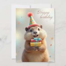 Happy birthday greetings from a cute marmot
