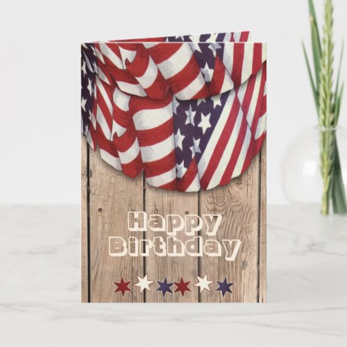 Happy Birthday Greetings Red White and Blue Card