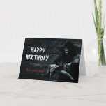 Happy Birthday Grim Reaper See You Soon Card<br><div class="desc">Dark humored birthday card featuring the Grim Reaper standing in the cold mossy depths of hell. A funny card with the Grim Reaper saying,  “See you soon” for another year has just slipped by.</div>