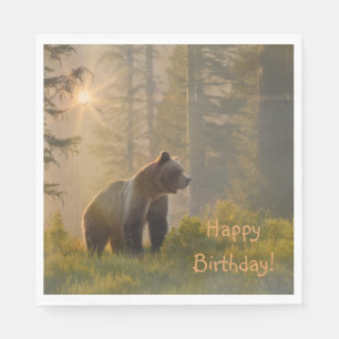 Happy Birthday Grizzly Bear Napkins