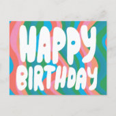 HAPPY BIRTHDAY Groovy Bubble Letters CUSTOM Bday Postcard (Front)