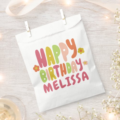 HAPPY BIRTHDAY Groovy Daisies COLORFUL CUSTOM  Favor Bag