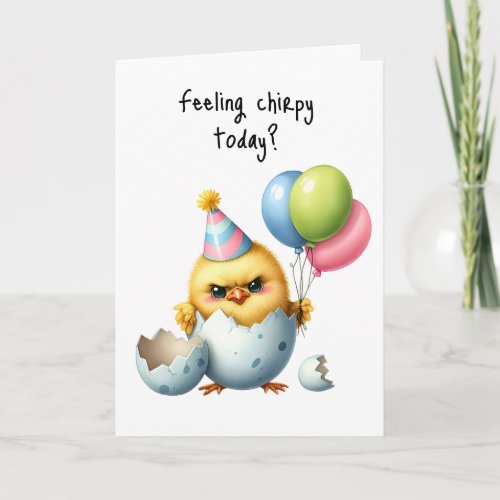 Happy Birthday Grumpy Bird Balloons Feeling Chirpy Card