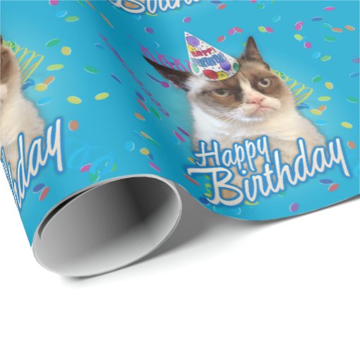 Happy Birthday Grumpy Cat Wrapping Paper | Zazzle