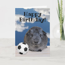 Happy Birthday Guinea Pig Black White Soccer Ball Card