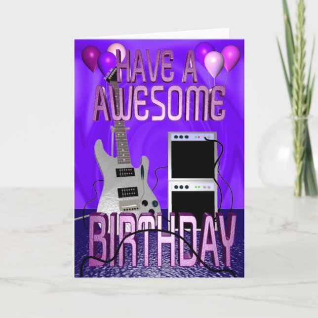 Happy Birthday Guitar/Amp by Valxart Card (Front)