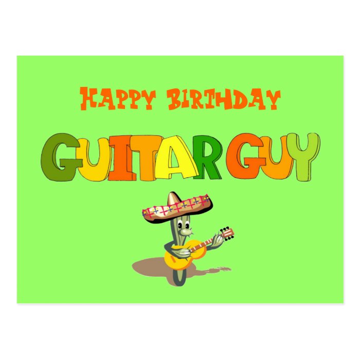 Happy Birthday Guitar Guy Postcard