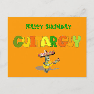 Happy Birthday Guitar Guy Postcard