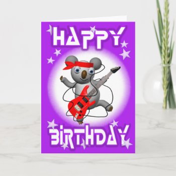 Happy Birthday Guitar Koala By Valxart Card by ValxArt at Zazzle