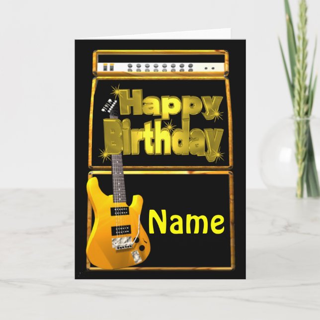 Happy Birthday Guitars with add name Card (Front)