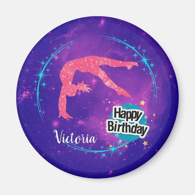 Happy Birthday Gymnastics Galaxy Tumbling  Magnet (Front)