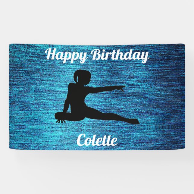 Happy Birthday Gymnastics Personalized Banner (Horizontal)