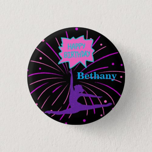 Happy Birthday Gymnastics Personalized Button