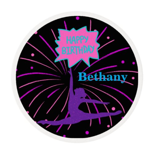 Happy Birthday Gymnastics Personalized  Edible Frosting Rounds