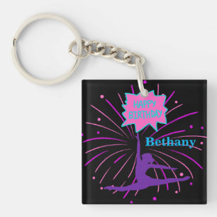 Happy Birthday Gymnastics Personalized Keychain