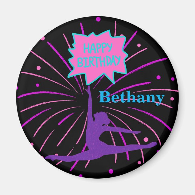 Happy Birthday Gymnastics Personalized  Magnet (Front)