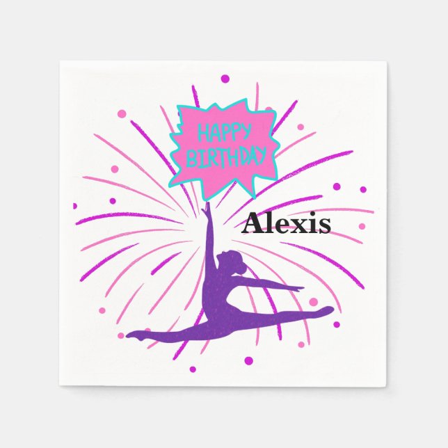 Happy Birthday Gymnastics Personalized  Napkins (Front)