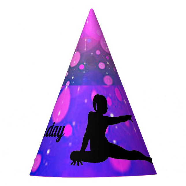 Happy Birthday Gymnastics Personalized Party Hat (Front)