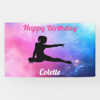 Happy Birthday Gymnastics Pink & Blue Banner